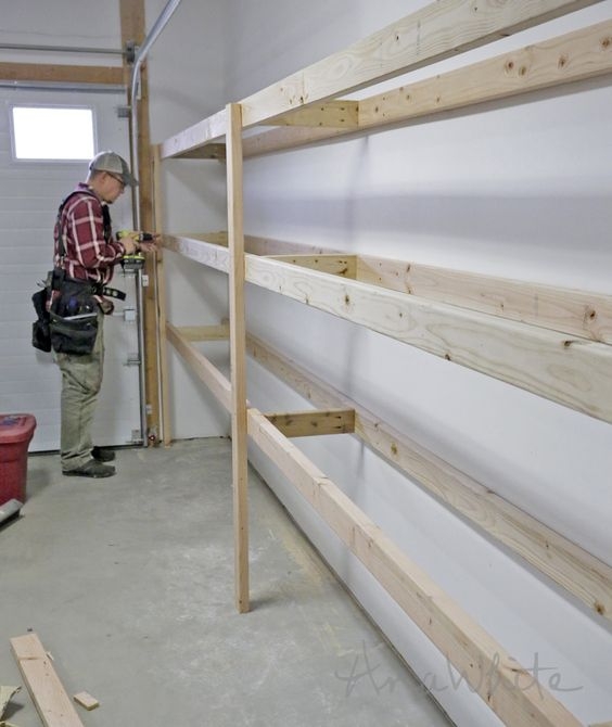Garage Makeover With Diy Shelving Frills And Drills - Diy Wood Shelves Garage