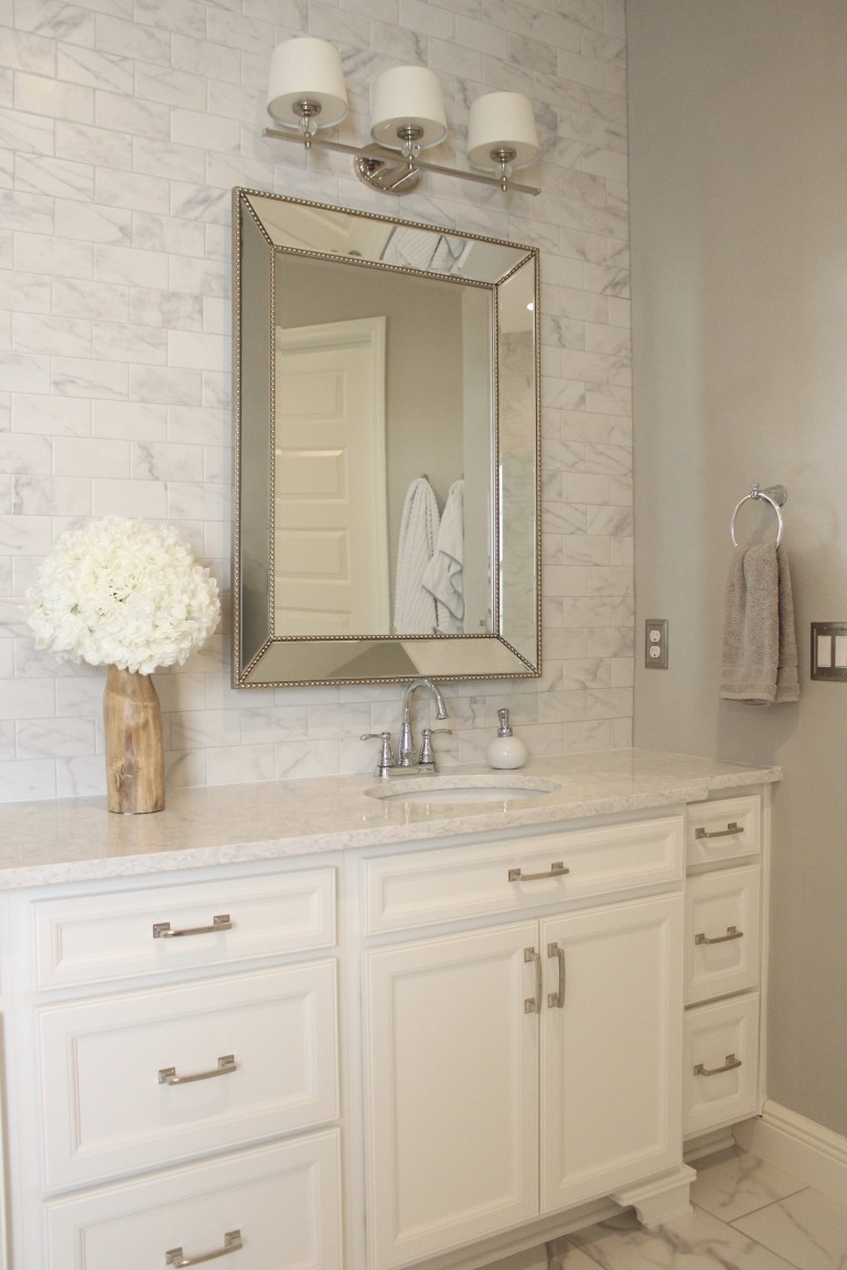 DIY Easy Bathroom Tile Wall - Frills and Drills