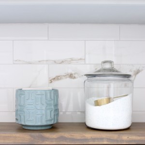 laundry room-soap-container-diy-marble-wall-tile