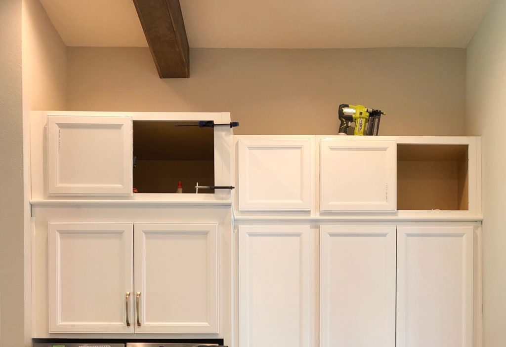 DIY Stacked Kitchen Cabinets - Frills and Drills