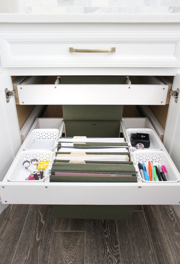 Diy Hanging File Drawer In Kitchen Cabinet Frills And Drills