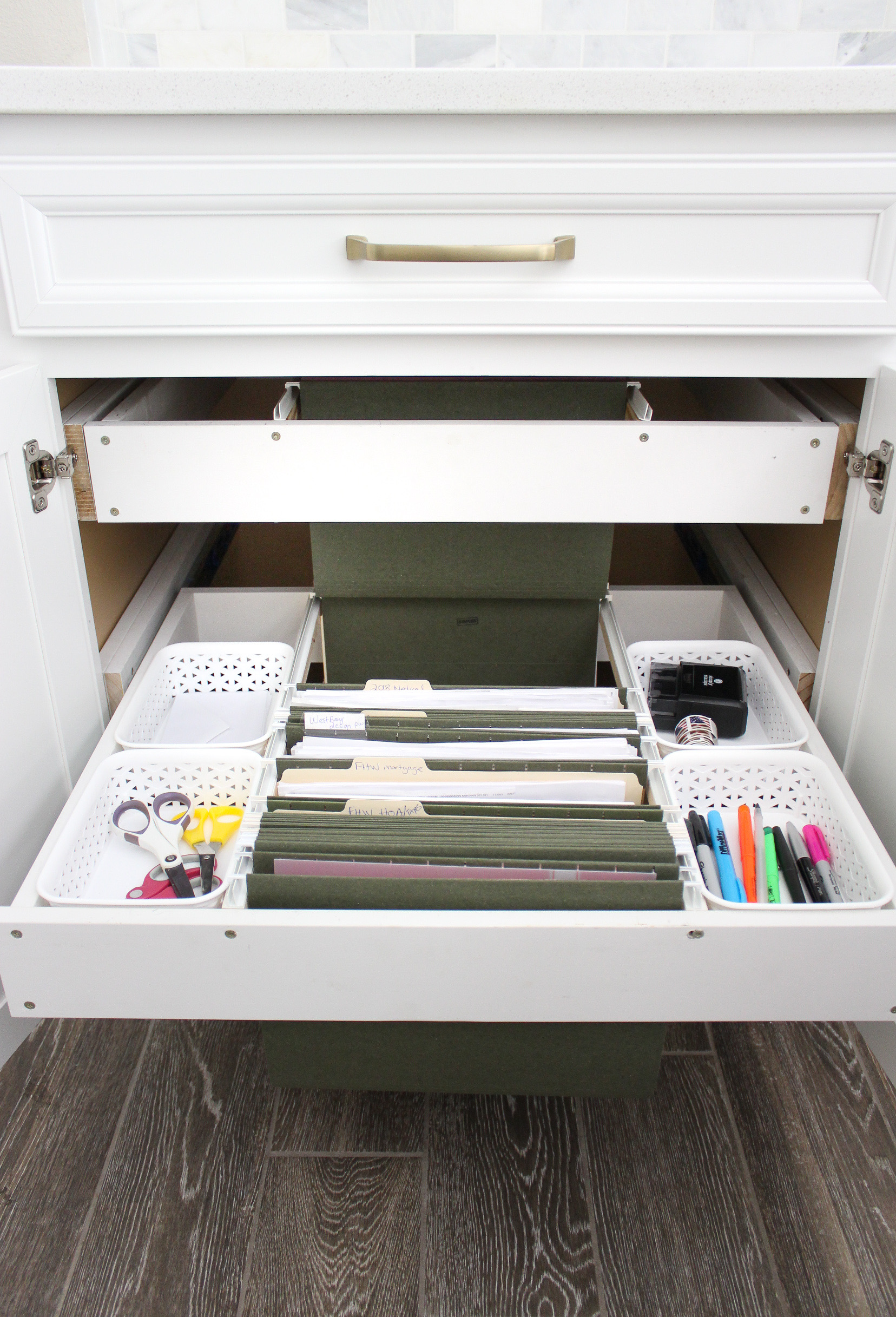 DIY Hanging File Drawer in Kitchen Frills and Drills