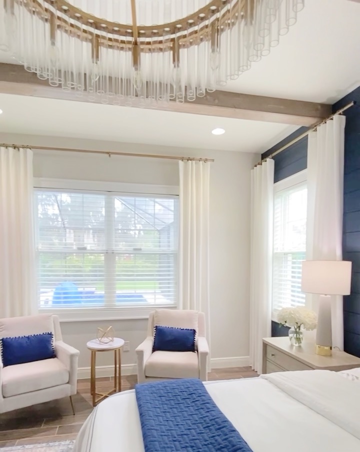 blue accent decor, home decor, Frills and Drills, DIY $40 IKEA Curtain Hack